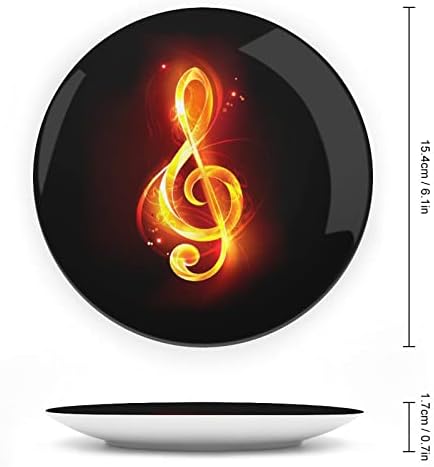 Placa de decoração de china de design vintage de design de tendência musical ardente com placa decorativa redonda de placa caseira