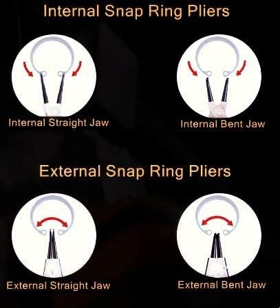 AGOOBO 4 PACK Snap Ring Pellers, 7 polegadas de serviço interno/externo de 7 polegadas de precisão Cir clipe Circha de alicates de alicates com mandíbula reta/dobrada para retenção de removedor de anel e remover mangueiras com bolsa de armazenamento