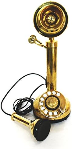 Vintage Brass Candlestick Rotary Dial Telefone Antigo Telefone antigo Telefone Brass Desktop Showpipe