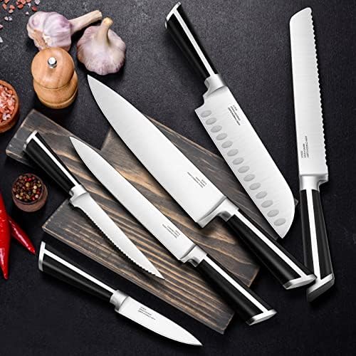 Conjuntos de facas para cozinha com bloco, e-Far de 17 peças de alto carbono conjunto de faca de aço inoxidável forjado inclui