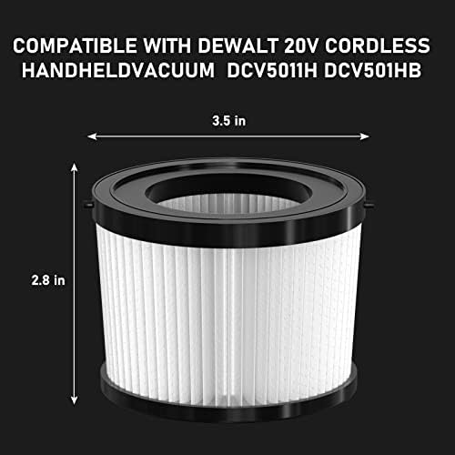 Filtros HEPA de substituição DCV5011H compatíveis com Dewalt 20V sem fio a vácuo DCV5011H, DCV501HB, Acessórios de filtro removíveis