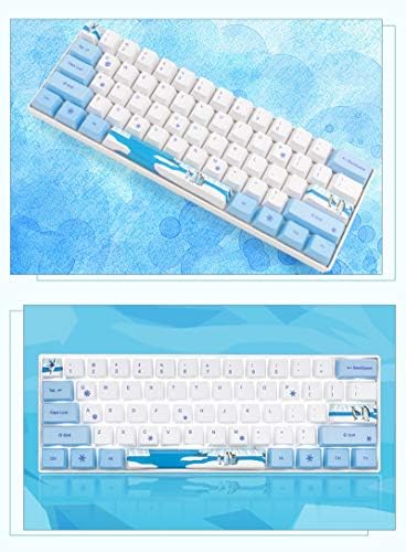 ZMX Blue Penguin 61 Teclado mecânico, Hot Swappable 60 ％ Compact Mechanical 5.0bluetooth/tipo-C com fio Dual Modo RGB RGB Backlit