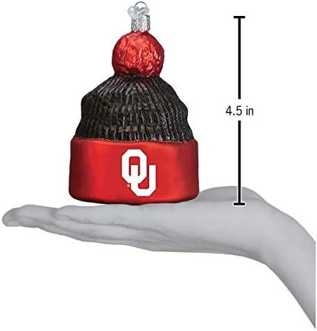 Antigo mundo Universidade de Natal Sooners Ornamentos de vidro soprados para a árvore de Natal, capacete de Oklahoma