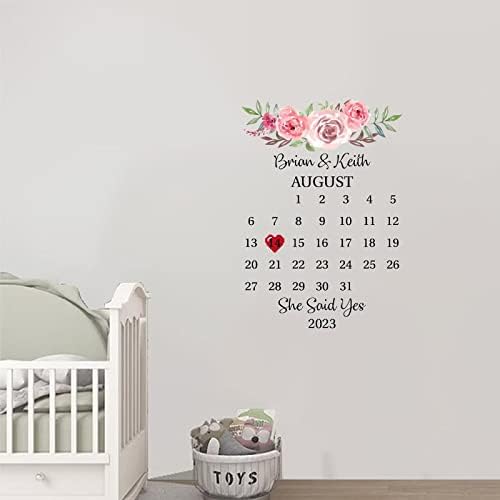 Presentes de casamento adesivos de decoração de parede para a sala de estar nosso primeiro natal casado data calendário adesivos para