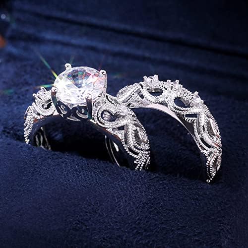 Silver Hollow Love Love Cubic Zirconia Bridal Strassle noivado Anel Anel Full Diamond Zirconia Solitaire Ring 6 10 Ring de óculos fofos