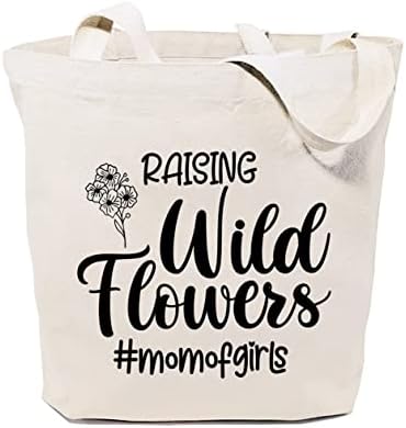 Gxvuis criando flores silvestres mãe de garotas sacola de lona para mulheres bolsas de compras de mercearia reutilizáveis ​​para