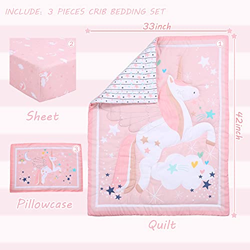 Conjunto de cama de berço uomny para meninas - conjuntos de roupas de cama de berçário rosa 3 peças 3 peças edredom de berço