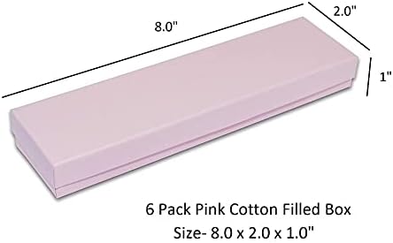 Jóias Regal Exibe 6 Pacote de papel de papel de papel rosa Caixas de algodão Bracelete de jóias, relógios, colar e presente de tornozele
