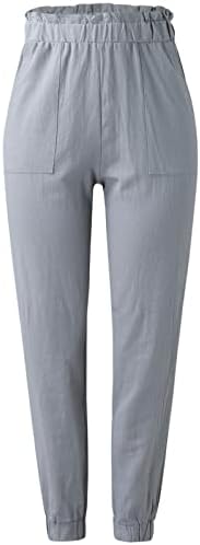 Calça de moletom de míshui para mulheres calças brancas para mulheres calças de aperto bolso de bolso casual plus size alto alto tamanho leggings com