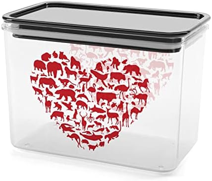 I Love Animals Storage Recectadores Caixa de plástico transparente com tampas de caixas reutilizáveis ​​para lanches de cereais de cozinha Dry Food Jelly Beans