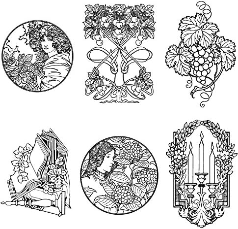 Livro para colorir adulto Art Nouveau Motiffs Floral Flonz Designs vintage