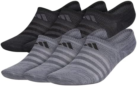 Superlite Superlite de Adidas Super No Show Socks, Onix cinza/cinza/preto, grande