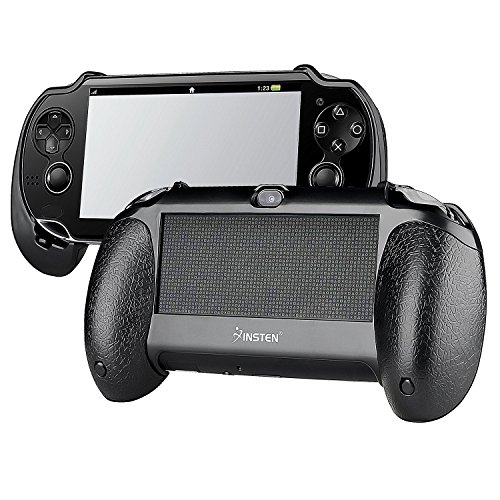 Insten Black Hand Grip + Clear LCD Protector + White / Silver Headset compatível com Sony PS Vita PSV