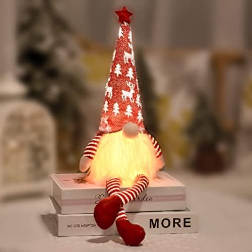 Gogocat Christmas Gnome Decor com luz LED - 1 pacote/17 polegadas, pernas longas gnomos de pelúcia boneca elfa, decorações de natal gnome