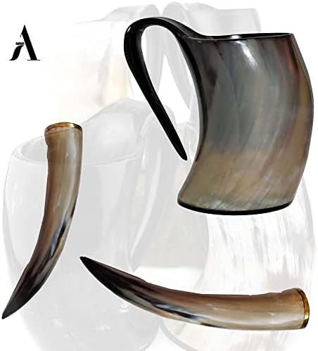 Annafi® Genuine Viking Horn 4 PCs caneca e grande chifre de bebida viking | Copo autêntico e seguro de comida