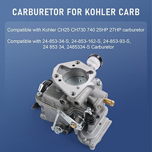 RadHlbniu Carburador compatível com Kohler CARB CH25 CH730 740 25HP 27HP Substitui 24-853-34-S 24-853-162-S 24-853-93-S