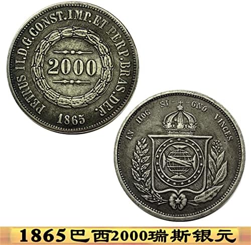 1865 América do sul América do sul Moeda de prata de prata Moeda brasileira moeda federal prata redonda oceano longyang moeda