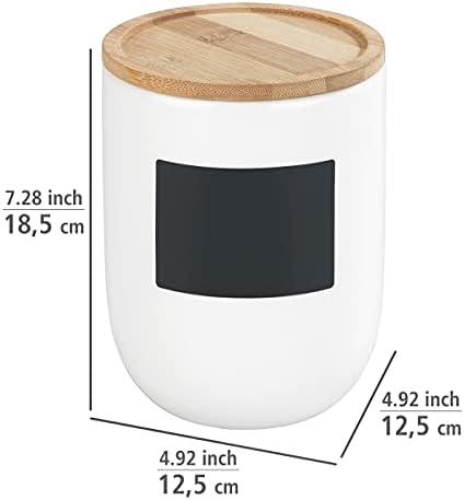 Wenko Waia Alimentos Contêiner com tampa de bambu e anel de silicone ANEGO ANETO E AROMICAÇÃO 1,5 L, cerâmica, branca, 12,5 x