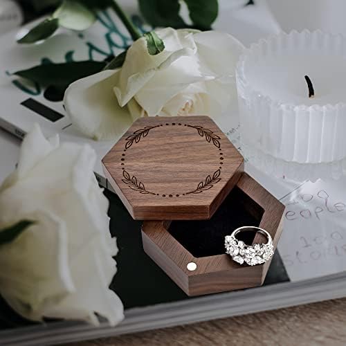 Caixa de anel de madeira de YOption, Wox de madeira artesanal gravada em madeira gravada por titular do anel, Sr. e Sra.