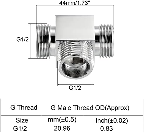 Patikil G1/2 Chrome de Brass de 3 vias Desviador, Conector de adaptador de mangueira pneumática em forma de T Pneumática