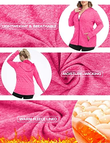 Foreyond Women Plus Size Size Jackets Full Full Up Hoodies Roupas de exercícios leves para executar o Yoga Gym