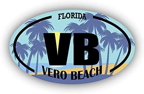 VB Vero Beach Florida | Adesivos de referência à praia | Oceano, mar, lago, areia, surf, paddleboarding | Perfeito para carros,