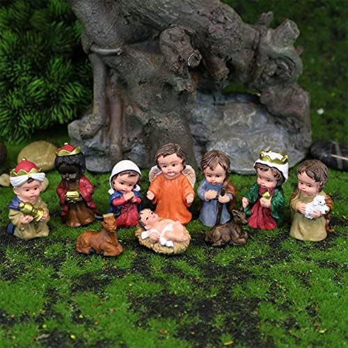 Dekika Requintada Presentes Decorativos de Natal, estátua de resina do nascimento de Jesus Defina o cenário da cena