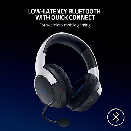 Razer Kaira, fone de jogo sem fio dual sem fio para PlayStation 5/ps5, PC, Mobile, PS4: Triforce 50mm Drivers - Mic Hyperclear Cardióid - 2,4 GHz e Bluetooth com SmartSwitch - Eq alternação - Branca/Black