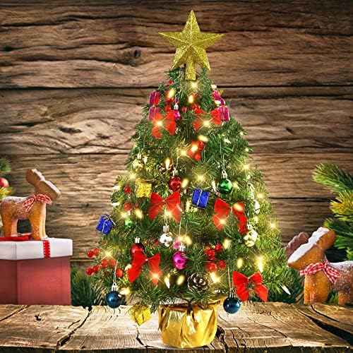 Árvore de Natal de mesa com 50 luzes de cordas LED, mini árvore de Natal de 24 , pequena árvore de Natal para decorações