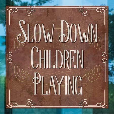 CGSignLab | A janela Slow Down Children Bowing -Victorian Card se apega | 5 x5