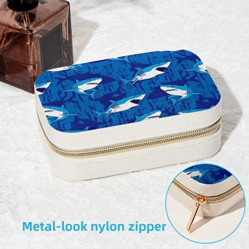 MUOOUM Travel Jewellery Organizer Bag, caixa de armazenamento de jóias para brincos Rings Colar, Blue Shark Subwater Animal