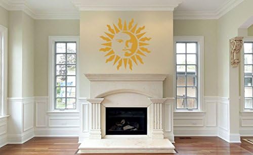 Estêncil Sun, 3,25 x 3,25 polegadas - Celestial Sun Face Art Nouveau Deco Estomncos de estilo para pintura
