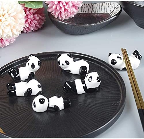 6pcs fofos de panesticks de panda de cerâmica Posquetes Rack Stand Stand para pauzinhos de pauzinhos, pauzinhos
