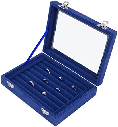 Caixa de armazenamento da caixa de anel, 7 estampa de exibição de jóias de compartimento, caixa de armazenamento de