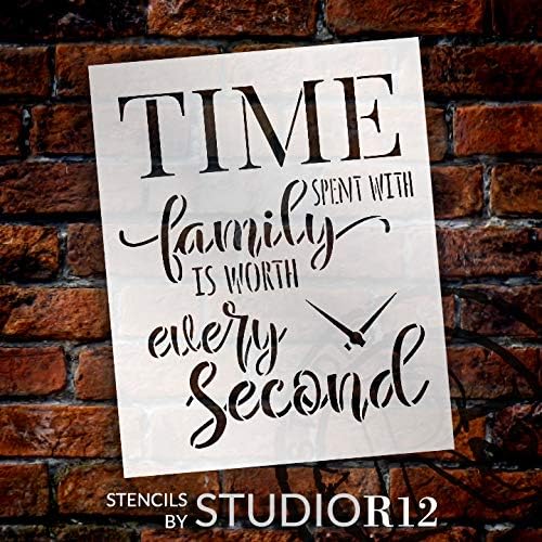 Tempo gasto com a família - vale cada segundo estêncil por Studior12 | Modelo Mylar reutilizável Paint Wood Sign | Decor de casa do