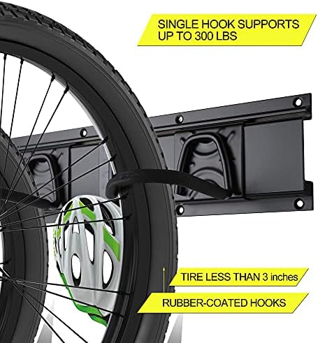 Akale Bike Storage Rack, 6 rack de bicicleta e 5 ganchos para montagem na parede de garagem para economia de espaço