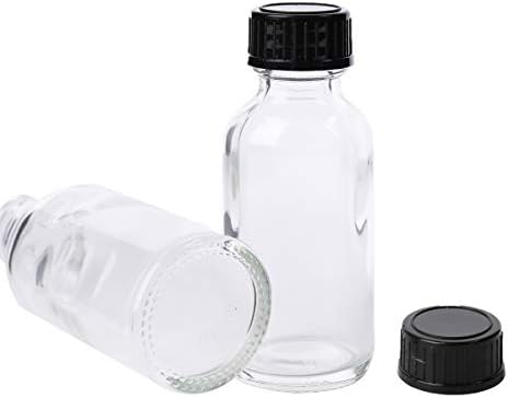 Bekith 30 pacote garrafa de vidro redonda de Boston com tampa preta, capacidade de 1 oz, limpeza