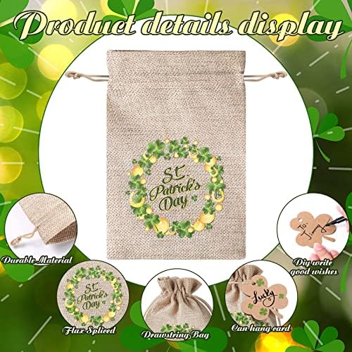 24 sets de São Patrício Favory Bags Green Shamrock Bolsa Bolsas de Presente St Patricks Bolsas de doces Irish Clover St Patricks Bolsas de presente Sacos de embrulho para Festas do Dia de St. Patricks, 7 x 5 polegadas