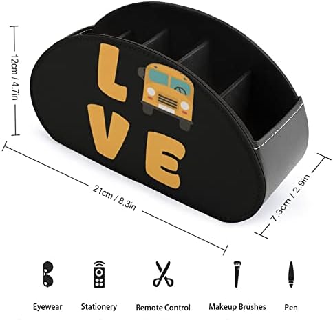 Eu amo ônibus escolares Organizador remoto de caixa de armazenamento de controle de TV com 5 compartimentos para quarto