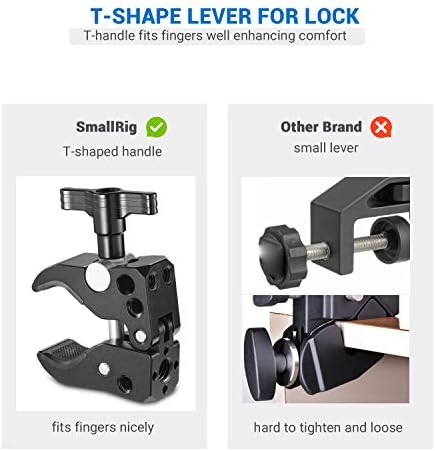 Smallrig Super Clamp com buracos de 1/4 '', pino de localização de 3/8 'para o padrão ARRI, Wingnut em forma de T