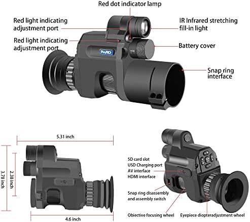 PARD NV007V Visão noturna 1080p HD Wi-Fi Câmera de câmera Função Night Vision Scope Visão noturna Digital- incluindo