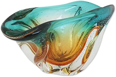 Novica fascinante Splash Art Glass Decorative Bowl