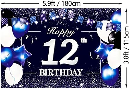 P.G Collin Feliz Banner de 12º aniversário de 12º Banco de cenário Background 12 Birthday Party Decorations Supplies for