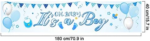 Decoração do chá de bebê para menino, bandeira do chá de bebê, tecido azul grande horizontal é um garoto Banner Banner Backdrop