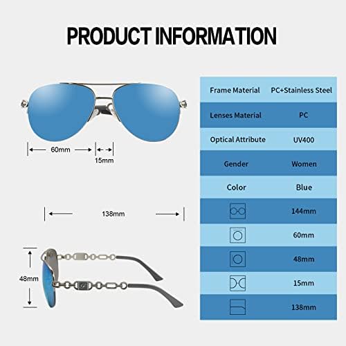 Óculos de sol Aviador de Fonhcoo para homens Men Men Metal Metal Frame UV400 Óculos de sol espelhados