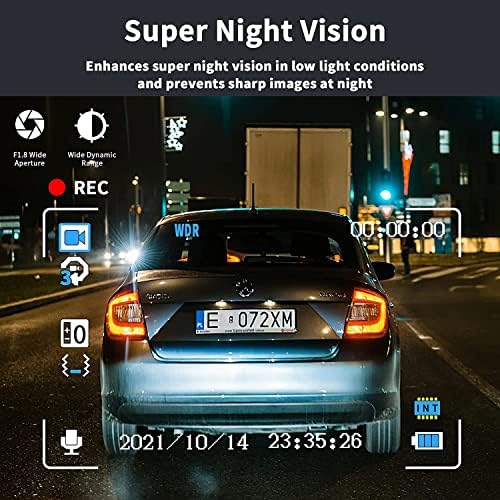 Dash Cam 1080p Full HD, 2 Opções de montagem, Câmera de vídeo no painel Dashcam para carros com exibição de 3 LCD, visão noturna,