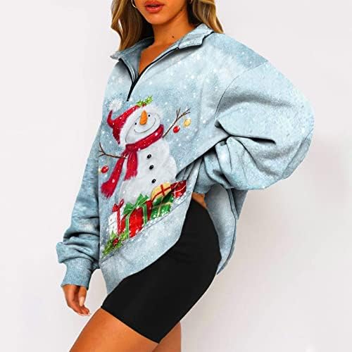 Fajuyiyo Moletom Moletom Feminino, Prind Drop Drop Bourset Fellover Feio Sweater Tops de Christmas Tops