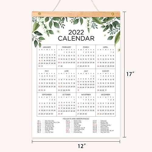 Calendário 2022 - 2022 Calendário de parede mensalmente de janeiro a dezembro de 2022, 12 meses Grande calendário de mesa de vegetação estética vertical com data de Julian