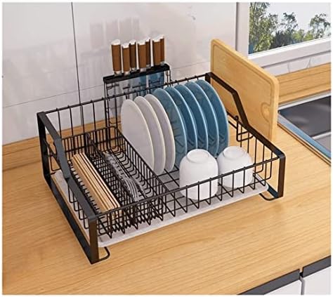 Jgatw Dish Secying Rack Modern Utensils Holder com tábua de secagem para balcão de cozinha Rack de prato de armazenamento