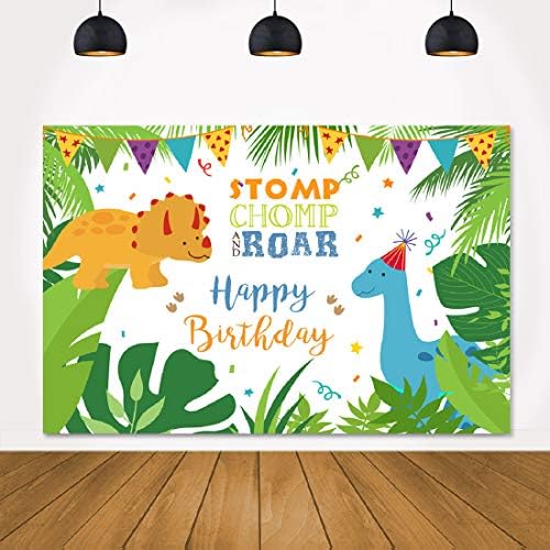 Lofaris 7x5ft dinossauro cenário de dinossauro feliz aniversário desenho animado dinossauros tema para festa de aniversário